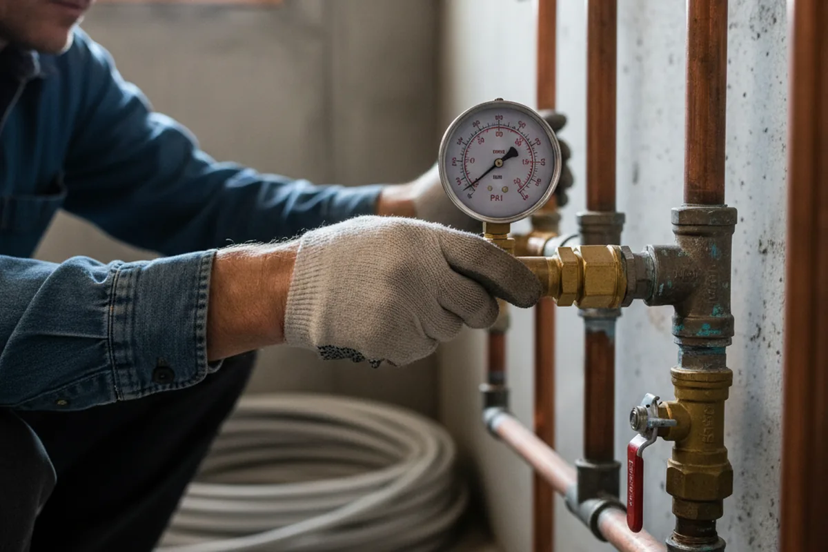 Pressure testing a repaired line during Water Line Repair in Braddock